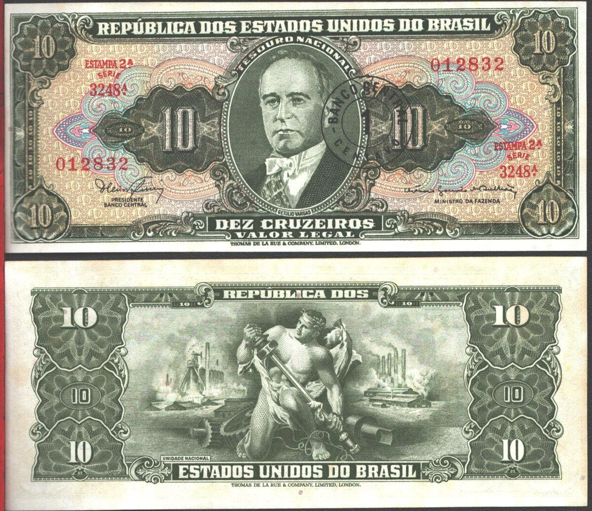 Бразилія / Бразилия / Brasil 1 Centavo on 10 Cruzeiros (1966-67) Pick 183b UNC – aUNC