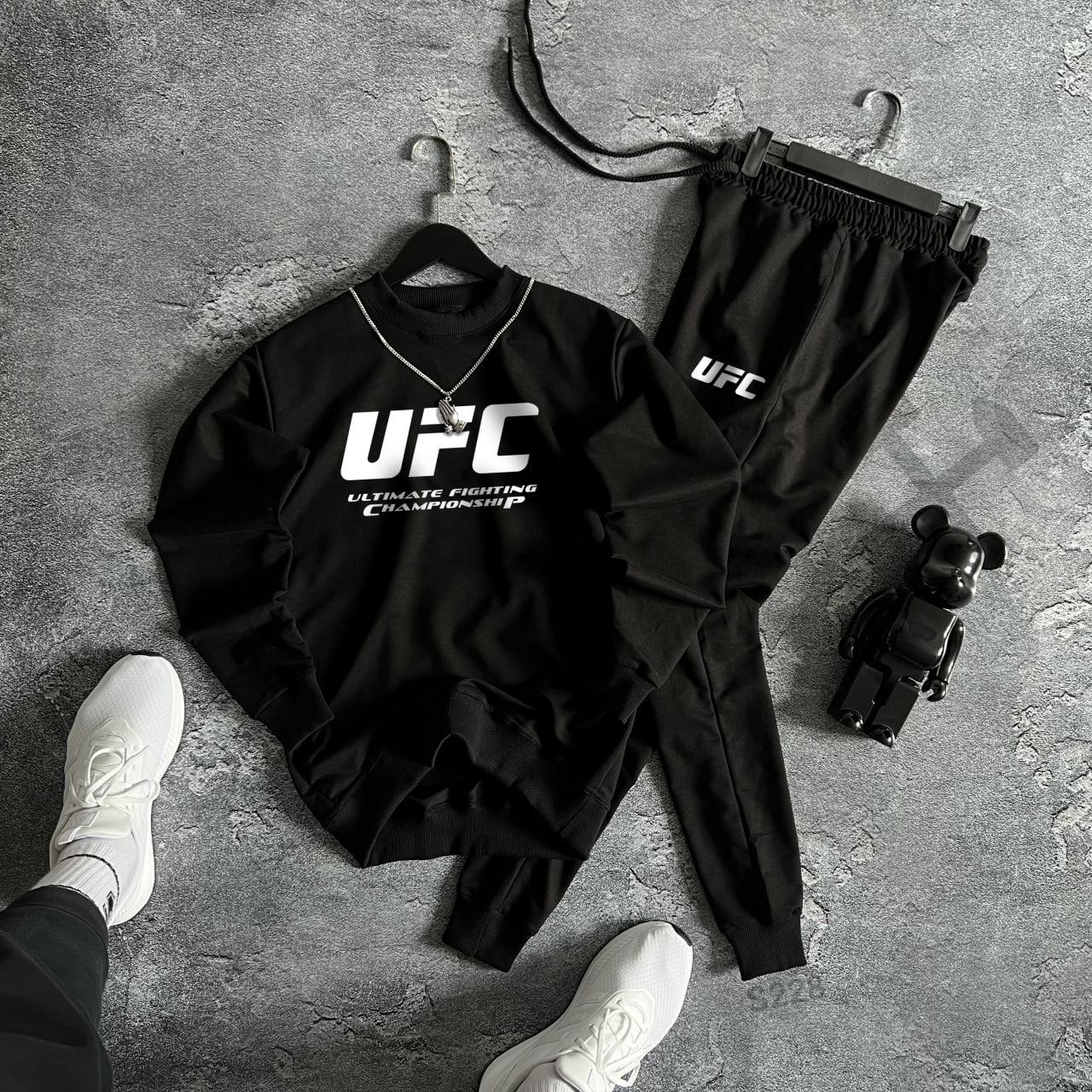 Чоловічий спортивний костюм UFC Світшот + Штани чорний Комплект ЮФС весняний осінній