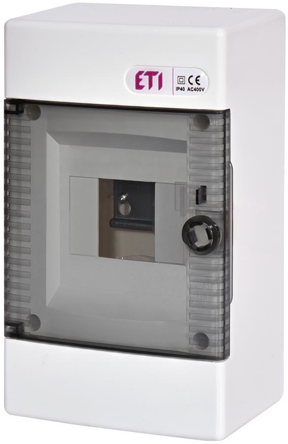 Щит зовнішній розподільний ETI, ECT 4 PT (4 модулі, прозорі дверцята), фото 1