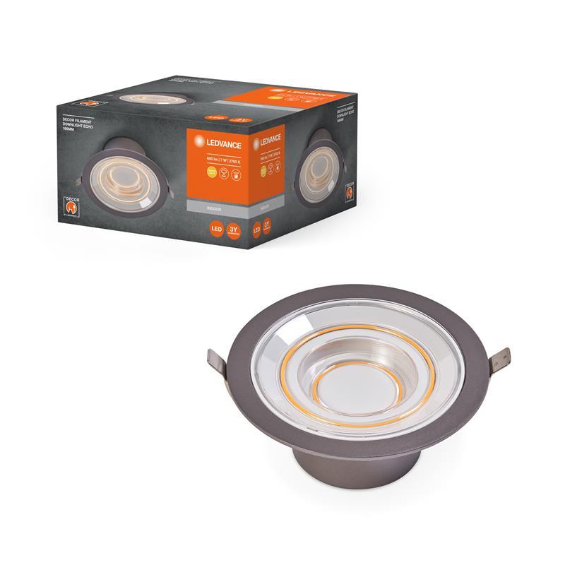 Світильник даунлайт LEDVANCE Decor Filament Echo 7Вт 650Лм 2700K 166мм сірий, фото 1