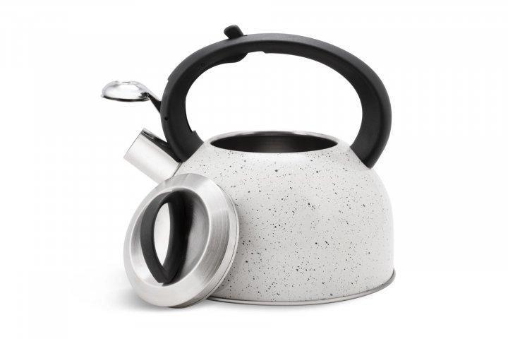 Чайник зі свистком 2.5 л із неіржавкої сталі для індукційної плити Edenberg EB-1440 Білий, фото 1