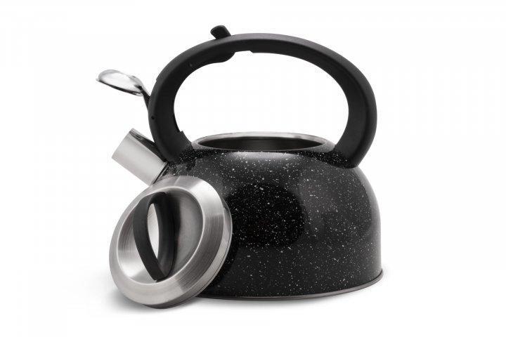 Чайник зі свистком 2.5 л із неіржавкої сталі для індукційної плити Edenberg EB-1440 Чорний, фото 1