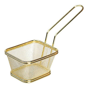 Кошик сервірувальний для подачі картоплі фрі та снеків 10,5×9×5,5 см Золотий HP-19-4-S-G