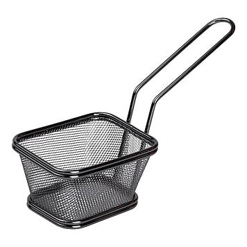 Корзина сервировочная для подачи картофеля фри и снеков 10.5×9×5.5 см Черная HP-19-4-S-B