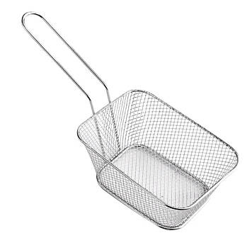 Кошик сервірувальний для картоплі фрі та снеків 14×10×6 см Сріблястий HP-19-8