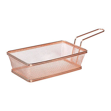 Кошик сервірувальний 21×11.5×5.5 см для подачі картоплі фрі та снеків з ручкою Рожевий HP-19-11-R