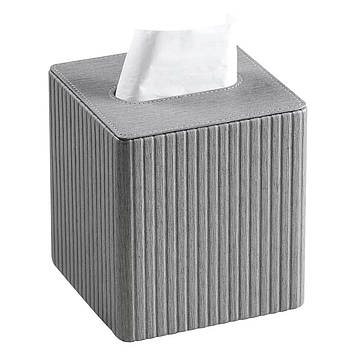 Серветниця з еко шкіри настільна 13х13х14.5 см органайзер для серветок Сірий HP-3-201G