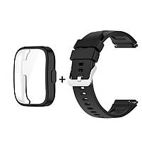 Комплект для годинника Amazfit Bip 5/5Pro чорний (чохол + силіконовий ремінець 22 мм), фото 3