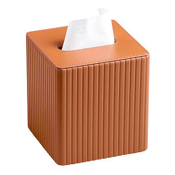 Серветниця з еко шкіри 13х13х14.5 см для кафе і ресторанів на стіл Коричнева HP-3-201BR