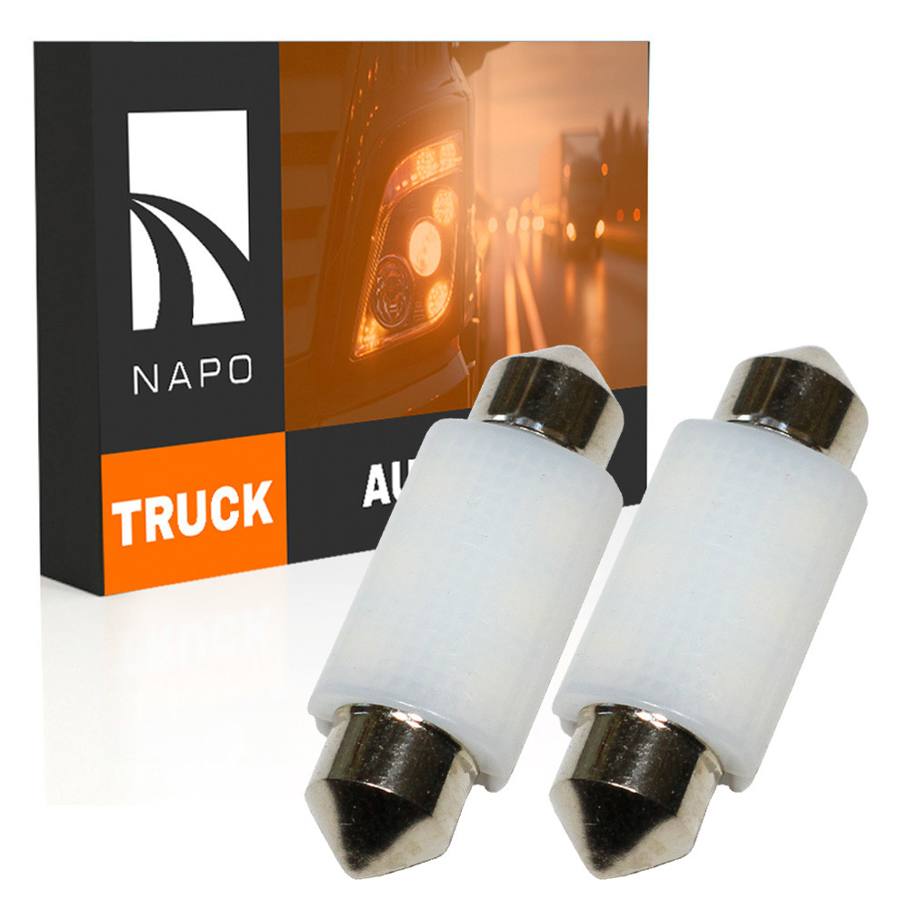 Комплект світлодіодних ламп для вантажівок NAPO TRUCK SJ-3030-6SMD 24V 36mm C5W C10W колір світіння білий 2 шт