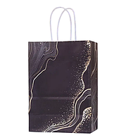 Пакет крафтовий "Мармур чорний", 27х21х11 см.