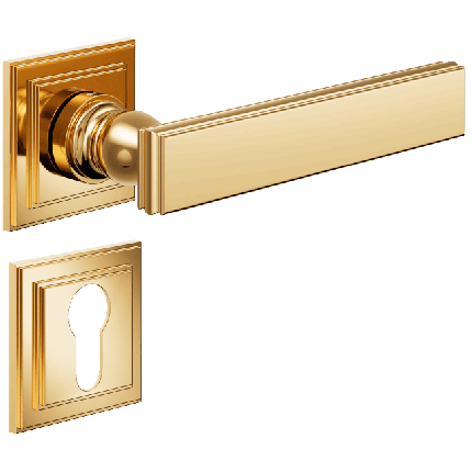 Ручка DND LUCREZIA 02, R-квадратз накладкою під циліндр, античне полір. золото (к-т), фото 1