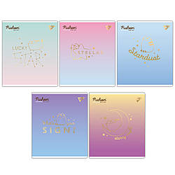 Зошит YES Goldstar Pusheen A5, 24 листи, лінія, преміум якість, стильний дизайн, червоні поля