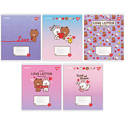 Зошит YES Line Friends Love Letter A5, 12 аркушів, лінія, картонна обкладинка, 170 г/м2