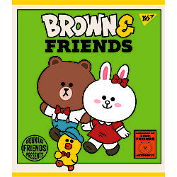 Зошит YES Line Friends А5, 12 аркушів у клітку, картонна обкладинка, 5х5 мм, червоні поля