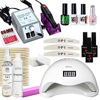 Стартовий набір для манікюру гель-лаком з лампою Sun 5, 48 Вт і фрезером Lina Mercedes 20 000 об/хв (манікюрний набір) EN