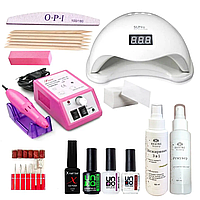 Стартовий набір для манікюру гель-лаком з фрезером Lina Mercedes 20 000 об/хв і лампою Sun 5, 48 Вт(манікюрний набір) EN