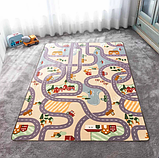 Ковролін дитячий сіро-бежевий з дорогами ширина 4 метри, фото 2