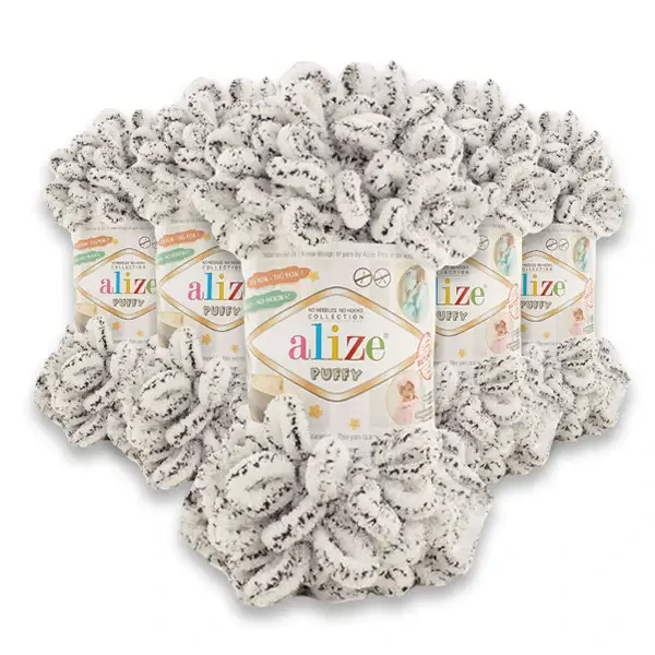 Puffy-686 Білий леопард   Пряжа ALIZE PUFFY, 5шт