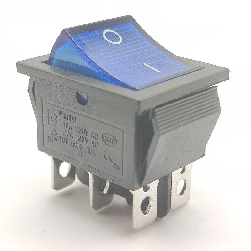 Перемикач KCD2-202/N ON-ON 6pin Синє підсвічування