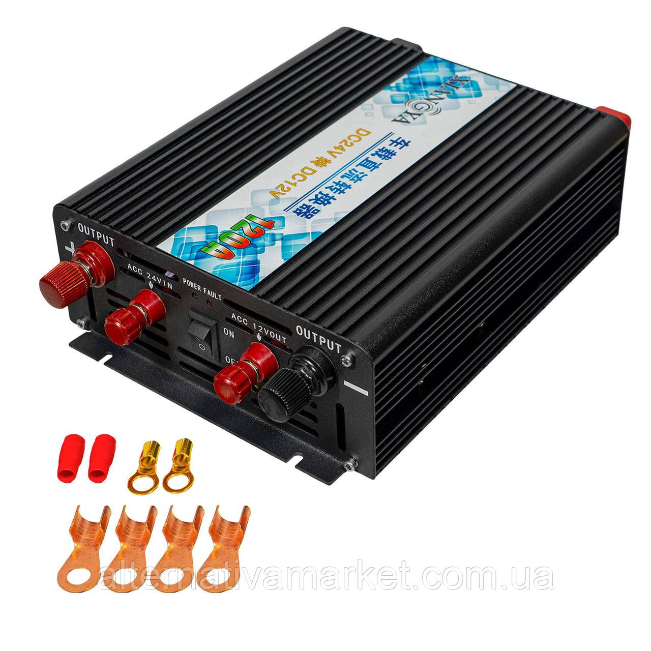 Потужний перетворювач напруги "24V-12V 1440W", автомобільний інвертор 24V-12V (120A), фото 1