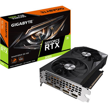 Відеокарта GF RTX 3060 12GB GDDR6 WindForce OC Gigabyte (GV-N3060WF2OC-12GD), фото 1