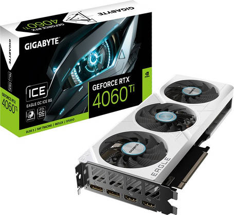 Відеокарта GF RTX 4060 Ti 8GB GDDR6 Eagle OC Ice Gigabyte (GV-N406TEAGLE OC ICE-8GD), фото 1
