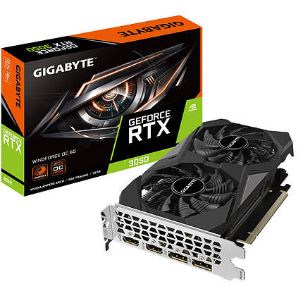 Відеокарта GF RTX 3050 6GB GDDR6 WindForce OC Gigabyte (GV-N3050WF2OC-6GD), фото 1