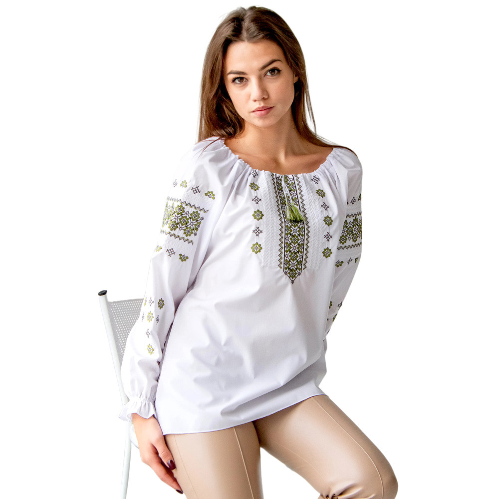 Вишиванка жіноча Діва оливкова вишивка р. XL.XXL.