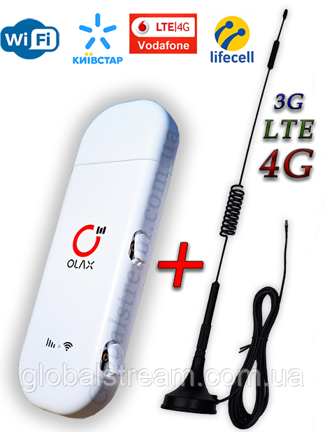 Мобільний модем 4G LTE 3G Wi-Fi роутер Olax F90 USB (KS, VD, Life) + антена 4G на 7db магніт