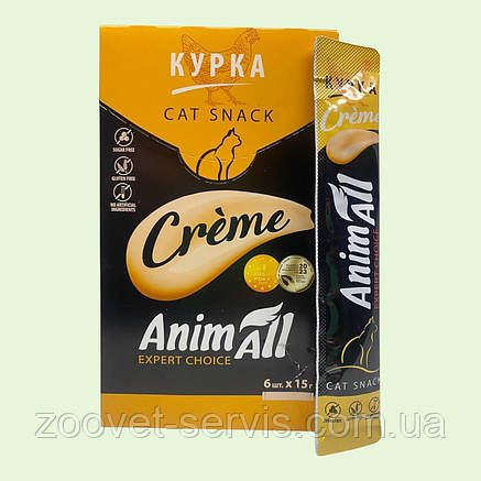 AnimAll Creme натуральні ласощі для котів та кошенят зі смаком курки 6 по15г, фото 1