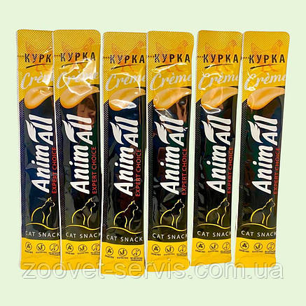 AnimAll Creme натуральні ласощі для котів та кошенят зі смаком курки 6 по15г, фото 3