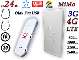 Повний комплект для 4G з Olax F90 USB + Антена планшетна MIMO 2×24dbi (48 дб) 698-2690 МГц