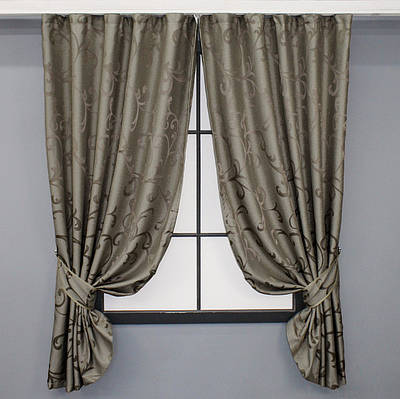 Комплект (2шт. 1,3х1,7м) коротких штор жакард, «Allure». Колір какао. Код 1620ш 35-0274