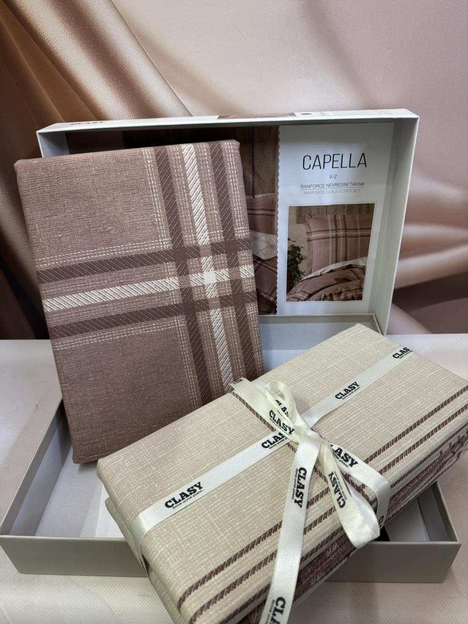 Постільна білизна ранфорс люкс євро розмір 200 на 220 см Clasy Capella bej, фото 1