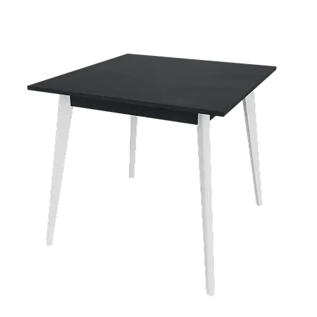 Стіл квадратний нерозкладний Neman БОН 780х780, колір вугільний камінь / білий, фото 1