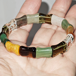 Гірський кришталь, кварц, нефрит, тигрове око і яшма браслет, 028ТС