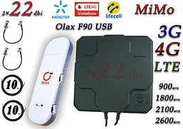 Повний комплект для 4G WiFi Роутер Olax F90 USB + Антена планшетна MIMO 2×22dbi ( 44 дб) 698-2690 МГц