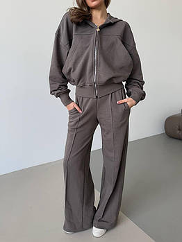 Костюм жіночий спортивний з тринитки пеньє зі штанами палаццо (Норма)