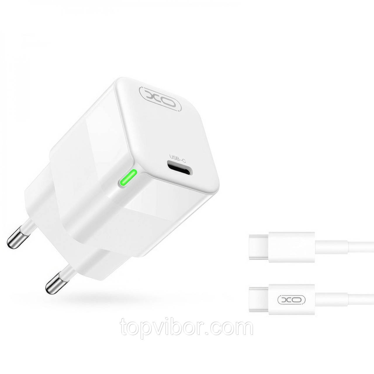 Зарядне для телефону XO CE06 PD 30W з кабелем Type-C to Type-C, блок для швидкого заряджання - адаптер