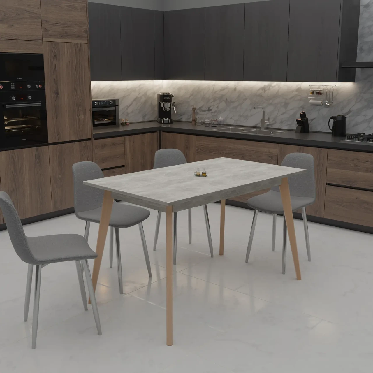 Стіл обідній нерозкладний БОН Neman   1380х780   бетон / лак