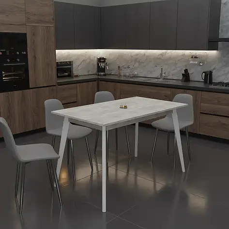 Стіл обідній нерозкладний БОН Neman 1380х780 бетон / білий, фото 1