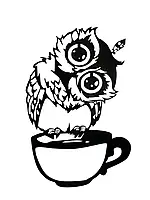 Декоративне панно картина на стіну Сова з чашкою