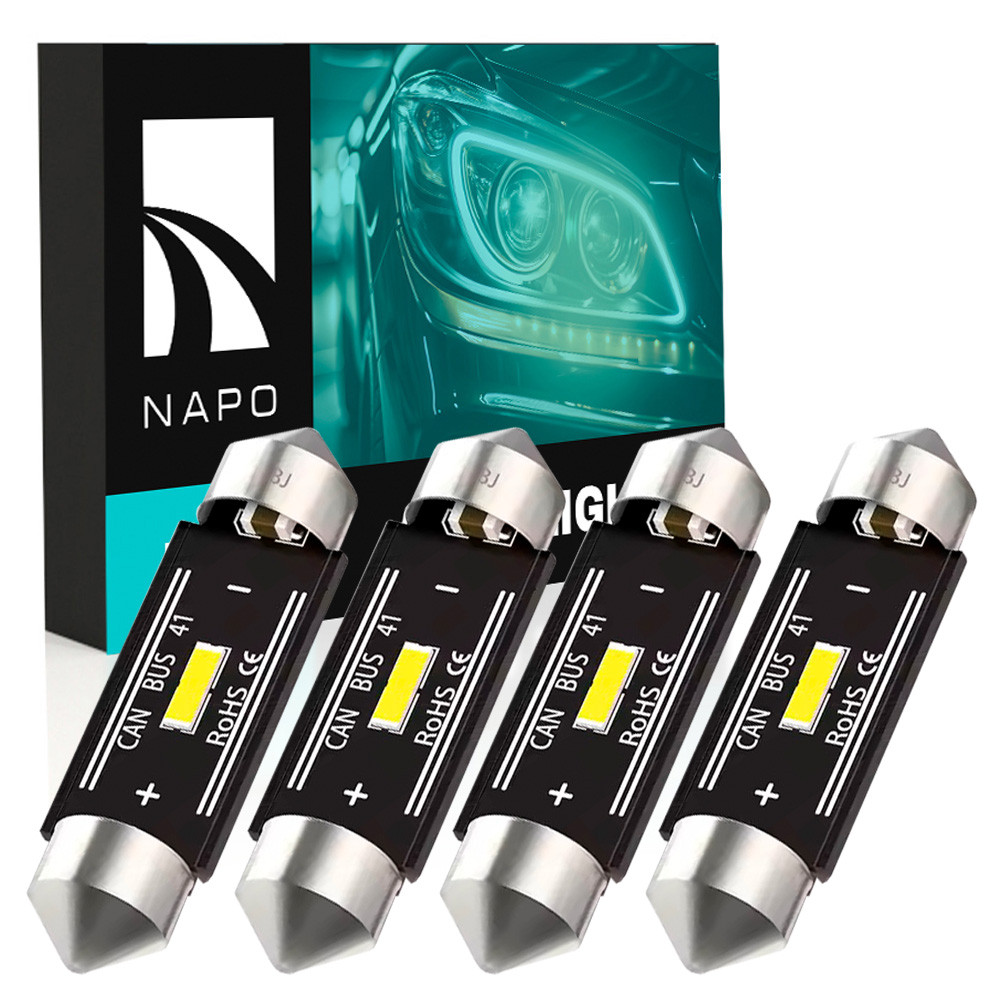 Комплект світлодіодних ламп NAPO LED SJ-7020-1SMD-CANBUS 41mm C5W C10W колір світіння білий 4 шт, фото 1