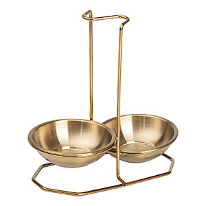 Вертикальна підставка для ложок і ополоників на 2 секції 20х12х19,5 см золото