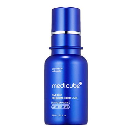 Інтенсивна сироватка з екзосомами та спікулами для звуження пор Medicube One Day Exosome Shot Pore Ampoule 7500, 30 мл, фото 1