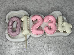 Силіконовий молд для шоколаду, зефіру, карамелі і т.д. "Цифри - повітряні кульки 0.1.2.3.4"