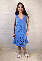 Жіноча нічна сорочка для вагітних і мам-годувальниць батал кулір джинс 44-60р.