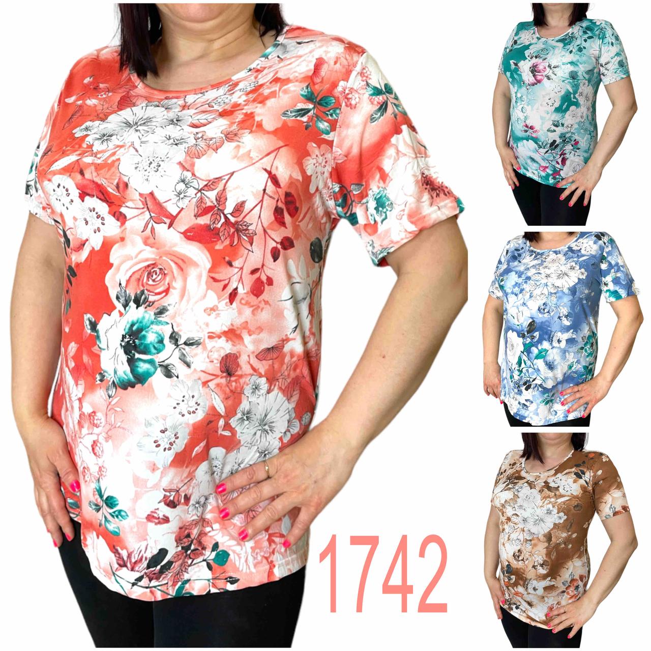 Футболка жіноча строката норма L — 4xl (48-56)