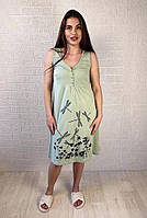 Жіноча нічна сорочка для вагітних і мам-годувальниць батал кулір оливковий 44-60р.